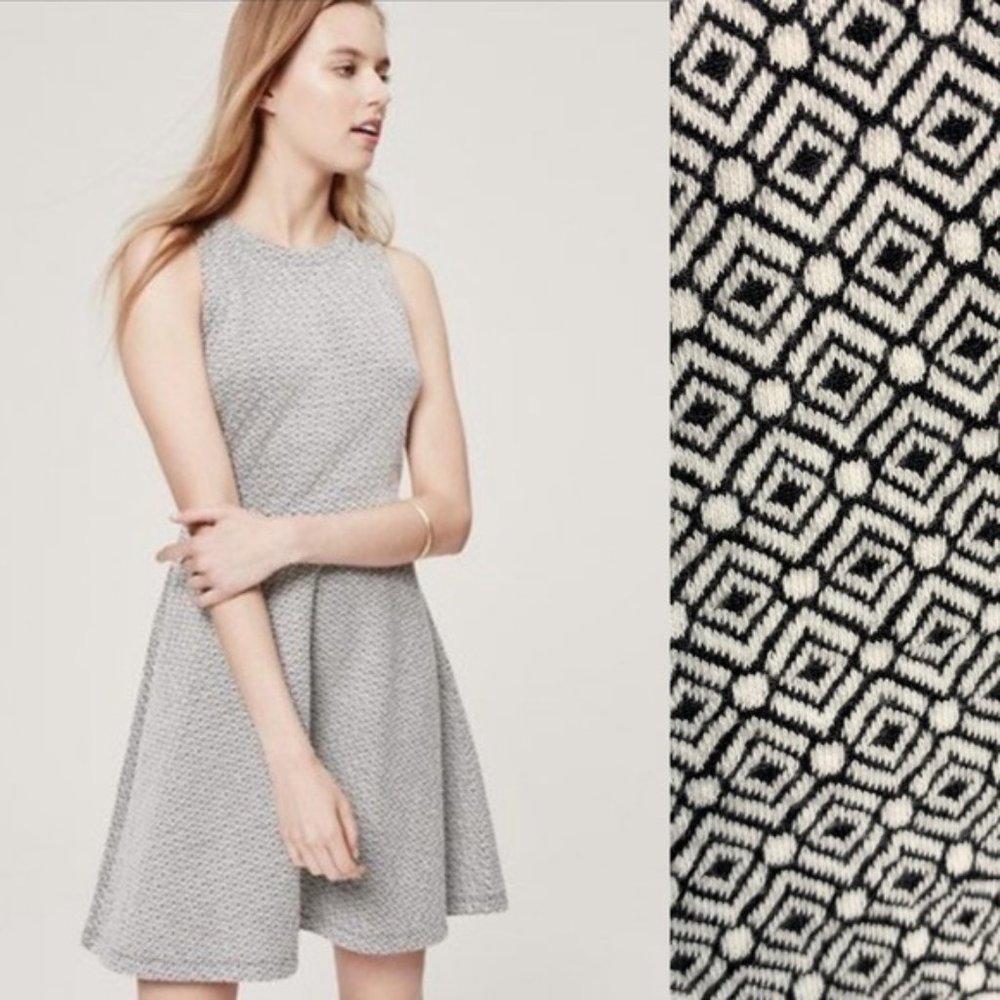 Black and white diamond print Skater Dress
